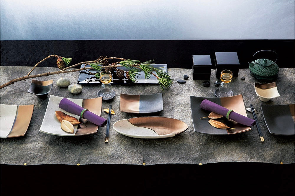 MINOYAKI Golden Line Rectangle Plate 00131 MST134