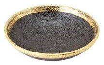 (強)黒ちらし渕金巻6.0丸浅鉢