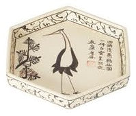 乾山鶴六角6寸皿